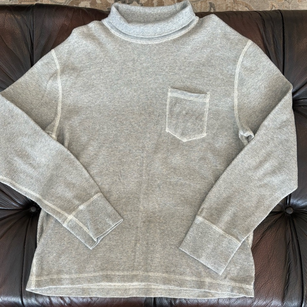 ✨TODD SNYDER NYC Mock Neck Gray Ribbed Waffle Terry Long Sleeve Sweater Shirt